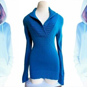 J Crew Women's Sweater S Blue Shawl Collar Pullover Cashmere Blend Good Conditio
